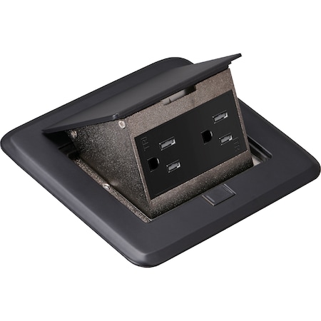 Newhouse Electric Electrical Box, 43 cu. in., Pop-Up Floor Box Type, 1, Metal, Square Shape 7400BK